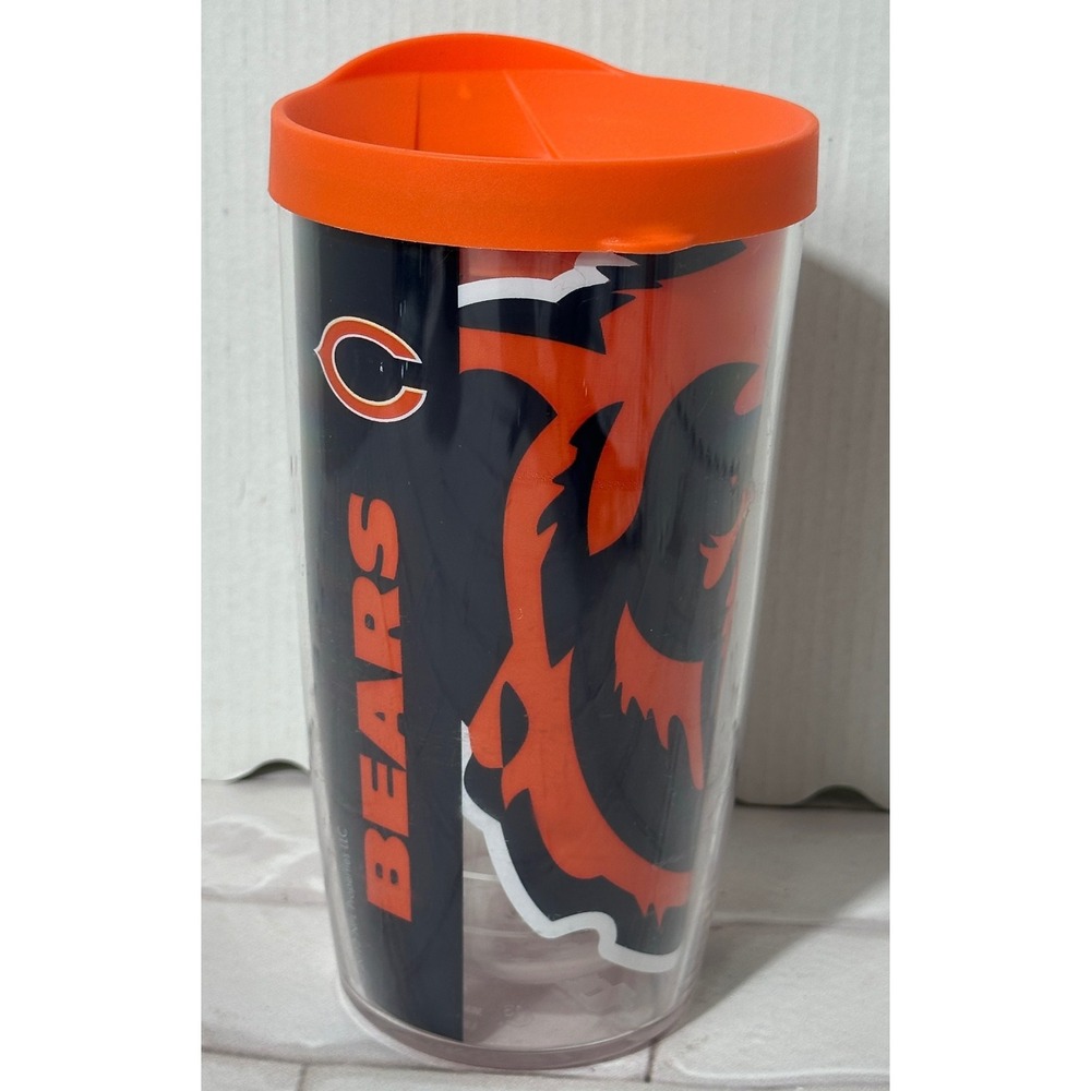 Chicago Bears Tervis Tumbler 16oz Insulated Travel Cup with Orange Lid NFL Logo‎